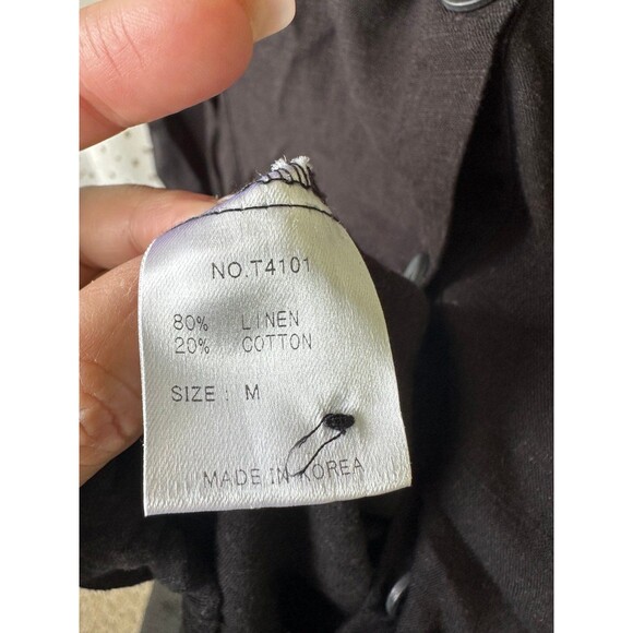 Terra SJ Apparel Linen Cotton Blend Ruffle Collar Button Down Swing Shirt M - Picture 7 of 8